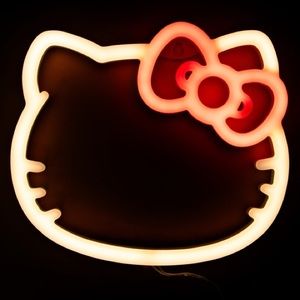 Hello Kitty LED Wall Decor Light Up New in Box Red Bow HK Silhouette